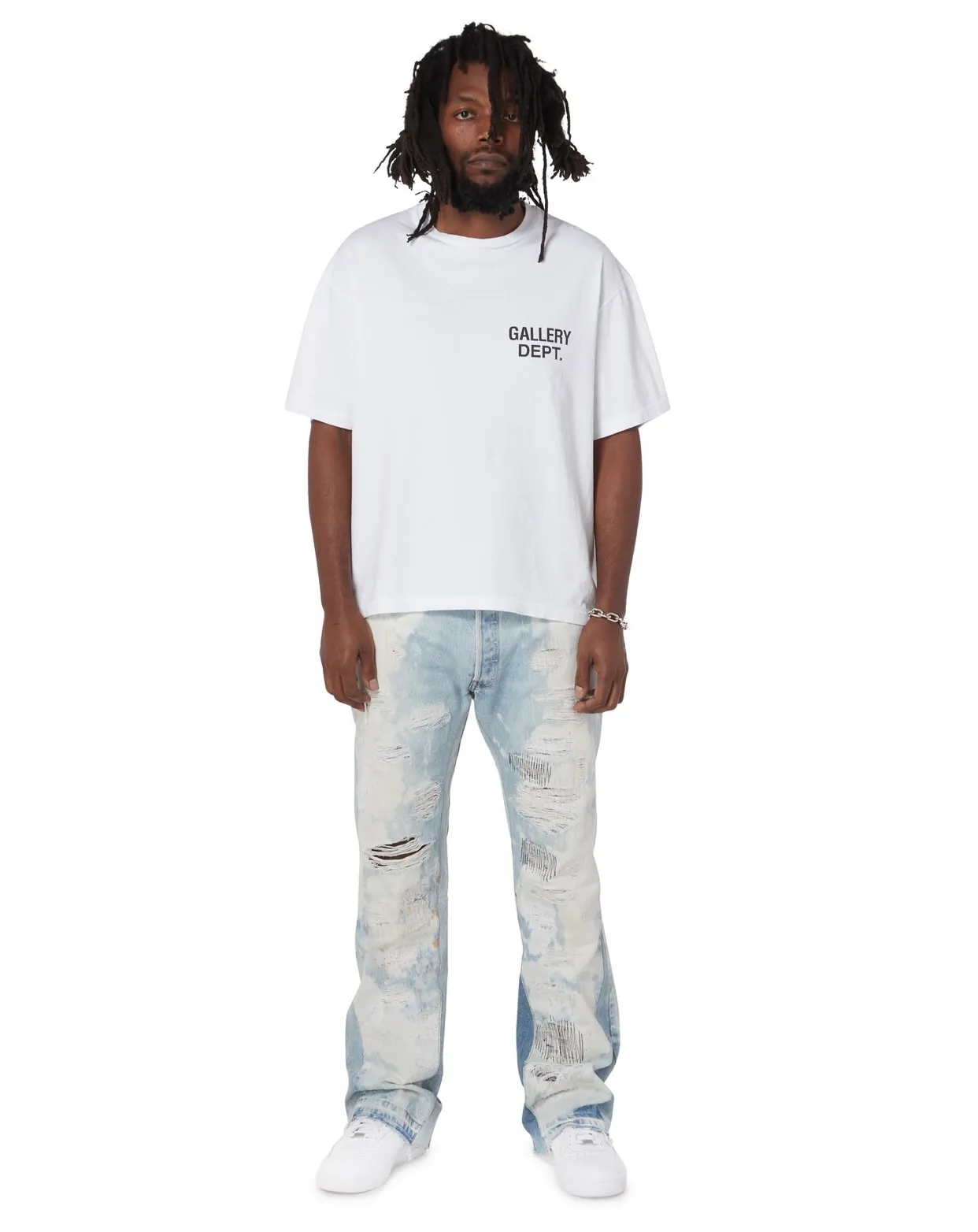 GALLERY DEPT. SOUVENIR TEE English LOGO commemorative basic short-sleeved white S-XL original consistent cotton and linen cylindrical fabric high poundage 230g fabric accessories matching correct version